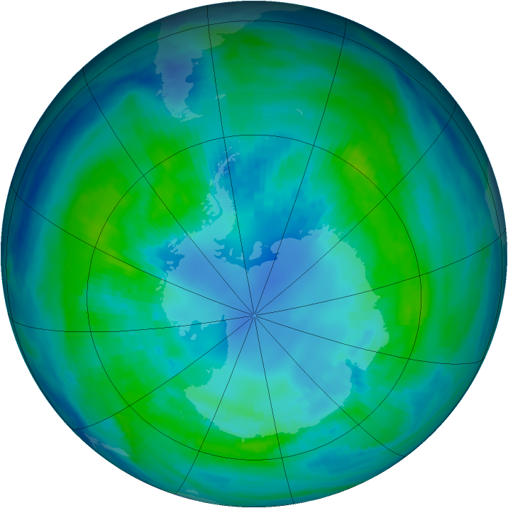 Antarctic ozone map for 16 April 1988